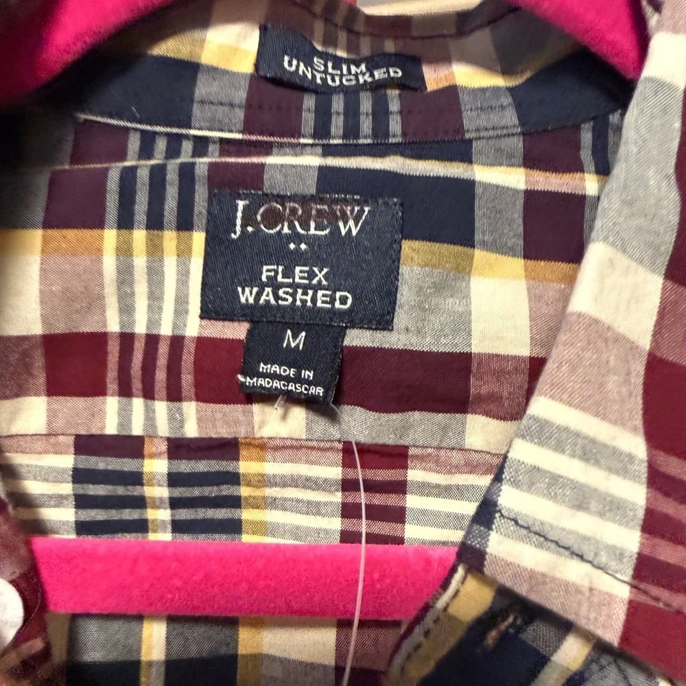 J. Crew Men's Plaid Button Down Shirt - Red, Blue, Cream Medium